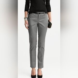 #1773 Banana Republic Ryan Fit Black & Cream Straight Leg Pants Sz 2
